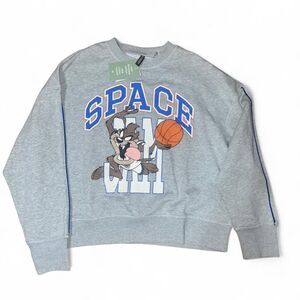 H&M Women's Gray Space Jam Taz Sweatshirt SZ S NWT